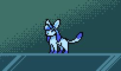 animal_focus animated animated_gif blue_background blue_hair blue_sclera colored_sclera full_body gen_4_pokemon glaceon gradient_background ice icicle_spear_(pokemon) long_hair looping_animation multicolored_hair nintendo no_humans open_mouth pixel_art pokemon pokemon_(creature) pokemon_move rearing sidelocks solo standing two-tone_hair white_eyes wisgarus
