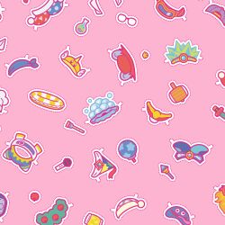 animal_ears apple artist_request bandana bandana_waddle_dee baseball_cap blue_bandana blue_hat bomb bomb_kirby bubble bubble_kirby clothes_focus cutter_kirby daroach doctor_kirby dotted_line explosive fake_animal_ears flask food fork fruit glasses gooey_(kirby) hammer hat jacket jester_cap king_dedede kirby kirby:_planet_robobot kirby_(series) kirby_super_star marx_(kirby) microphone mike_kirby mirror_kirby mouse_ears nightcap nintendo no_humans object_focus official_art pillow pink_background pointy_hat red_hat second-party_source simple_background sleep_kirby spark_kirby star_(symbol) swim_ring two-tone_hat wand whispy_woods white_jacket winged_hat yellow_hat yo-yo_kirby
