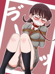 Rule 34 | 1girl, angry, bdsm, blush, bondage, bound, collar, glasses, iin chiyo, kimi no koto ga dai dai dai dai daisuki na 100-nin no kanojo, leash, orukod, school uniform, shibari, slave