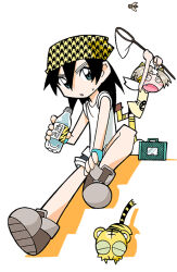 2girls @_@ alternate_costume animal_ears animal_print arms_up bare_arms bare_legs bare_shoulders black_hair black_outline black_shorts black_tail blue_eyes blush_stickers bottle brown_footwear bug bug_cage butterfly_net cicada closed_eyes closed_mouth coco_(toranoana) colored_inner_animal_ears colored_sclera cub detached_hood double_horizontal_stripe fake_animal_ears fang full_body green_sclera hand_net headscarf hood hood_down hoodie houndstooth insect light_brown_hair logo_print mukku_(mook-tv) multiple_girls nonbiri_kotora official_alternate_costume official_art open_mouth outline parted_bangs poop poop_on_head print_hoodie second-party_source shadow shirt shoe_soles short_shorts short_sleeves shorts simple_background sleeves_rolled_up straight_hair striped_clothes striped_fur striped_hoodie striped_tail striped_thighhighs sweatdrop tail tenugui thighhighs tiger tiger_ears tiger_print tora_da_yo. torana toranoana v-shaped_eyebrows water water_bottle white_background white_hood white_shirt white_sleeves wristband yellow_fur yellow_hood yellow_hoodie yellow_tail yellow_thighhighs