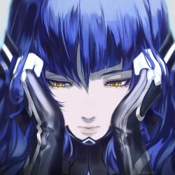 Rule 34 | absurdres, blue hair, highres, long hair, nahobino, protagonist (smtv), shin megami tensei, shin megami tensei v, very long hair, yellow eyes