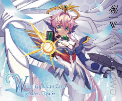 Rule 34 | 1girl, absurdres, angel wings, aqua eyes, armor, artist name, beam rifle, blue feathers, bodysuit, breasts, buster rifle, character name, commentary, dual wielding, energy gun, feathers, firing at viewer, gun, gundam, gundam wing, gundam wing: endless waltz, hair intakes, highres, holding, holding gun, holding weapon, large breasts, long hair, looking at viewer, mecha musume, mechanical wings, nanashi (cht48621), pink hair, pointing, pointing at viewer, solo, upper body, very long hair, weapon, white wings, wing gundam zero custom, wings