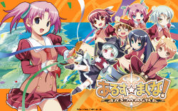 6+girls arai_ruka ars_magna book crossed_arms enjouji_alex_yukihiro everyone fang glasses hair_ornament hair_ribbon hairclip hat highres ichijou_anzu koutaro kurono_miko minezaki_sakura mizusawa_noel multiple_girls necktie panties pantyshot ribbon school_uniform serafuku short_hair twintails underwear witch_hat