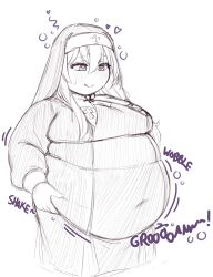 1girl alternate_body_size belly belly_grab big_belly breasts bridget_(guilty_gear) fat fat_woman full_stomach guilty_gear guilty_gear_strive highres large_breasts navel obese orristerioso plump thick_arms thick_thighs thighs weight_gain