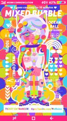 1girl absurdres animal_ear_headwear animal_ears astronaut backpack bag battery_indicator blue_eyes blush_stickers bright_pupils cat_ears closed_mouth colorful colorful_background commentary diamond-shaped_pupils diamond_(shape) energy_gun english_commentary english_text expressionless eyepatch fake_animal_ears frown full_body gun helmet highres holding holding_gun holding_weapon medical_eyepatch mrmeinn original outline pink_bag purple_hair ray_gun short_hair solo space_helmet spacesuit standing symbol-shaped_pupils weapon weibo_username white_outline yellow_pupils