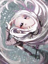 Rule 34 | 1girl, ahoge, arupakkadesu pixv, black boots, black coat, black gloves, black halo, black skirt, blue archive, boots, coat, coat on shoulders, demon girl, demon horns, demon wings, forehead, gloves, gun, halo, highres, hina (blue archive), holding, holding gun, holding weapon, horns, long hair, looking at viewer, machine gun, mg42, purple eyes, skirt, solo, standing, weapon, white hair, wings