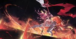1girl absurdres backless_bodysuit bare_shoulders bodysuit boots breasts commentary dynamic_pose hairband highres holding holding_polearm holding_weapon long_hair looking_at_viewer lupa_(wuthering_waves) medium_breasts metal_hairband pink_hair polearm smile solo tacet_mark_(wuthering_waves) tail thigh_boots weapon white_bodysuit white_boots wolf_tail wrist_guards wuthering_waves yellow_eyes yu_pian