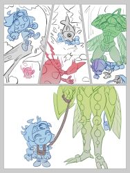 Rule 34 | antennae, bug, claws, digimon, digimon (creature), exoskeleton, highres, jewelbeemon, mochimon, spikes, stingmon, tentomon