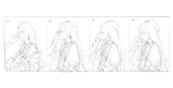 2girls bang_dream! bang_dream!_it&#039;s_mygo!!!!! beret capelet closed_eyes closed_mouth dkl_(dinosaurkl2) bass_guitar greyscale hat highres kiss kissing_hand long_hair long_sleeves monochrome mortis_(bang_dream!) mortis_(costume)_(bang_dream!) multiple_girls open_mouth sketch wakaba_mutsumi yuri