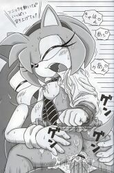 amy_rose anus bad_tag breasts censored closed_eyes comic cum dress female fur furry furry_bomb furry_bomb_factory gloves greyscale hedgehog hetero japanese_text karate_akabon male mitsuharu_takura monochrome necktie nipples open_mouth penis pussy sex simple_background sonic_(series) sonic_the_hedgehog tagme vaginal veins veiny_penis