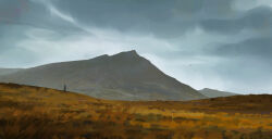 cambocreation cloud cloudy_sky grass landscape mountain mountainous_horizon no_humans original painterly sky watermark
