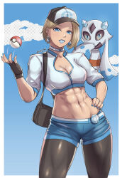 1girl absurdres emma_frost fluffydus froslass gen_4_pokemon highres marvel marvel_rivals midriff nintendo poke_ball pokemon x-men