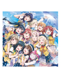 6+girls artbook asaka_karin black_hair blonde_hair blue_eyes blue_ribbon braid brown_hair emma_verde green_hair green_ribbon grey_eyes grey_hair hair_ornament hair_ribbon hat highres jacket konoe_kanata long_hair looking_at_viewer love_live! love_live!_nijigasaki_high_school_idol_club mia_taylor mifune_shioriko miyashita_ai multiple_girls nakasu_kasumi non-web_source official_art one_eye_closed open_mouth orange_eyes orange_ribbon osaka_shizuku pink_eyes pink_hair pink_ribbon pointing pointing_at_viewer purple_eyes purple_hair purple_ribbon red_eyes red_ribbon ribbon rina-chan_board short_hair skirt sky smile tennoji_rina uehara_ayumu white_ribbon yellow_eyes yellow_jacket yellow_ribbon yuki_setsuna zhong_lanzhu