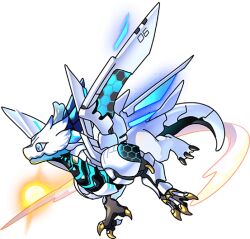Rule 34 | blue eyes, cyborg, dragon, dragon village (series), flying, game cg, mechanical wings, no humans, official art, shockwave (azure&#039;s blue sky) (dragon village), shockwave (dragon village), sun, third-party source, transparent background, wings