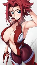 absurdres bodysuit breasts cleavage code_geass highres kouzuki_kallen large_breasts navel short_hair tagme yoo_tenchi