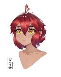 absurdres androgynous highres original ran_sk red_hair short_hair simple_background yellow_eyes