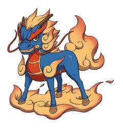 brown_horns facial_hair highres horns kirin_(youkai_watch) looking_at_viewer mustache no_humans official_art qilin_(mythology) simple_background solo third-party_source white_background youkai_(youkai_watch) youkai_watch