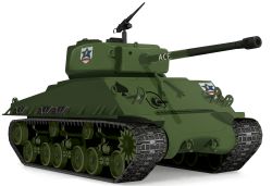 absurdres caterpillar_tracks commentary deryuuter emblem english_commentary girls_und_panzer gun highres m4_sherman m4a3e8 machine_gun military military_vehicle motor_vehicle no_humans saunders_(emblem) tank vehicle_focus weapon white_background