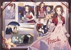 ? absurdres aerith_gainsborough arm_strap armor bangle bare_arms bare_shoulders basket before_crisis_final_fantasy_vii belt bindi black_hair black_jacket black_necktie black_suit blonde_hair blue_eyes blue_shirt bow bracelet braid braided_ponytail breasts brown_belt brown_hair buttons character_name choker closed_eyes closed_mouth cloud cloud_strife cloudy_sky collared_shirt cowboy_shot crisis_core_final_fantasy_vii cropped_jacket cup curly_hair dissidia_final_fantasy dress earrings elbow_carry falling_petals fence final_fantasy final_fantasy_tactics final_fantasy_vii final_fantasy_vii_rebirth final_fantasy_vii_remake final_fantasy_viii fireworks floating_earrings flower flower_basket flower_choker food formal_clothes full_moon gondola green_eyes grey_eyes grey_skirt hair_bow hair_ribbon hair_slicked_back halter_dress halterneck headscarf highres holding holding_basket holding_cup holding_flower holding_tray holding_umbrella jacket jewelry juliet_sleeves kingdom_hearts lilith-lily lily_(flower) long_dress long_hair long_sleeves looking_at_another looking_at_viewer loose_belt medium_breasts medium_hair moon necktie off-shoulder_dress off_shoulder official_alternate_costume open_mouth own_hands_clasped own_hands_together parfait parted_bangs parted_lips petals photo_(object) pink_bow pink_dress pink_ribbon polaroid_photo ponytail puffy_short_sleeves puffy_sleeves purple_belt rain red_jacket red_ribbon ribbon ribbon_choker scar scar_on_face scrapbook shirt short_hair short_sleeves shoulder_armor sidelocks single_bare_shoulder single_braid single_shoulder_pad skirt sky sleeveless sleeveless_dress sleeveless_turtleneck smile sparkle spiked_hair squall_leonhart square_enix standing strawberry_parfait suit suit_jacket suspenders sweatdrop tape tea thumbs_up tongue tongue_out tray tree tseng turtleneck umbrella upper_body v wavy_hair white_dress white_shirt window yellow_flower zack_fair