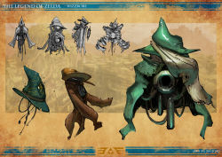 concept_art dated dogbomber floating gun hat nintendo no_humans non-humanoid_robot post-apocalypse robot the_legend_of_zelda weapon witch_hat wizzrobe