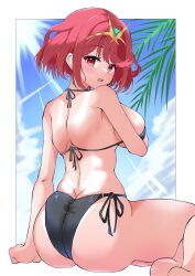 1girl absurdres alternate_costume bikini breasts highres large_breasts otama_(otama_ladle23) pyra_(xenoblade) red_eyes red_hair solo swimsuit xenoblade_chronicles_(series) xenoblade_chronicles_2