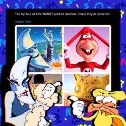 1girl 5boys blush blush_stickers calypso_(stargazing.png) cosplay facial_hair highres mac_tonight mask mcdonald&#039;s multiple_boys mustache original pizza_tower stargazing.png the_noid the_noise toon_(style)