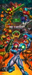 2girls 3boys absurdres adam_malkovich arm_cannon armor chozo clone dark_samus helmet highres light_suit_(metroid) looking_at_viewer metroid metroid:_other_m metroid_(classic) metroid_(creature) metroid_2:_return_of_samus metroid_dread metroid_fusion metroid_larva metroid_prime metroid_prime:_federation_force metroid_prime_1 metroid_prime_2:_echoes metroid_prime_3:_corruption metroid_prime_hunters mother_brain multiple_boys multiple_girls multiple_persona nintendo normal_suit_(metroid) ped_suit phazon_suit power_armor power_suit power_suit_(metroid) raven_beak_(metroid) ridley sa-x samus&#039;s_gunship samus_aran scar spacecraft super_metroid varia_suit weapon yasukuni_kazumasa