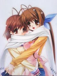 Rule 34 | 2girls, antenna hair, brown eyes, brown hair, clannad, furukawa nagisa, furukawa sanae, highres, hinoue itaru, mature female, mother and daughter, multiple girls, non-web source, tagme