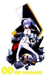 1girl absurdres angel_(evangelion) ayanami_rei blue_hair character_name eva_00 female_focus highres mecha_pilot_suit neon_genesis_evangelion plugsuit_(evangelion) red_eyes tagme