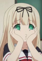 10s 1girl animated animated_gif blonde_hair female_focus green_eyes kantai_collection long_hair o3o open_mouth school_uniform serafuku solo tagme yuudachi_(kancolle)