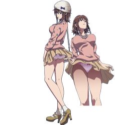 Rule 34 | brown eyes, brown hair, clothes lift, hair ornament, hat, high heels, k-project, panties, skirt, skirt lift, underwear, upskirt, yukizome kukuri