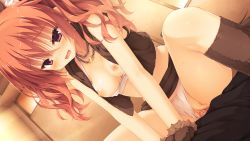 1boy 1girl animal_ears animal_hands blush bra breasts brown_hair brown_thighhighs cat_ears cat_tail chain chain_necklace clothing_aside cum cum_in_pussy decensored fake_animal_ears fake_tail game_cg girl_on_top gloves hetero inaba_meguru jacket jewelry kobuichi long_hair necklace nipples open_clothes open_jacket open_mouth panties panties_aside paw_gloves purple_eyes sanoba_witch sex skirt small_breasts tail thighhighs third-party_edit twintails uncensored underwear vaginal white_bra white_panties