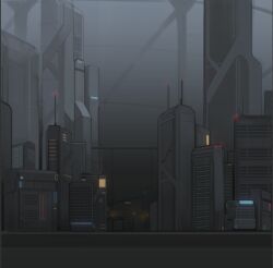 architecture bridge building city city_lights cityscape dark gradient_sky megastructure no_humans original outdoors platinum1945 road scenery science_fiction sky skyscraper