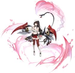 1girl absurdres artist_request aura azur_lane bag bare_shoulders belt beret black_belt black_hair boots breasts chain cleavage covering_own_mouth crop_top detached_collar detached_sleeves finger_to_mouth full_body garter_straps grey_boots hand_over_own_mouth hat highres large_breasts long_hair looking_at_viewer midriff navel non-web_source off-shoulder_shirt off_shoulder official_art pleated_skirt red_eyes red_nails red_skirt red_thighhighs rigging shirt shoulder_bag skirt solo thighhighs thighhighs_under_boots torpedo_tubes trinidad_(azur_lane) white_hat