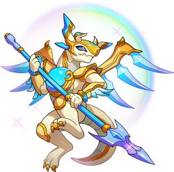 1other armor blue_eyes dragon dragon_village_(series) dragon_village_collection furry game_cg helmet holding holding_polearm holding_weapon official_art polearm razikas_(dragon_village) third-party_source transparent_background weapon