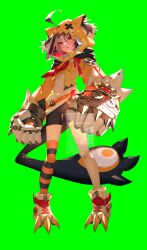 Rule 34 | 1girl, absurdres, ahoge, animal ear hood, belt, bike shorts, bilingual commentary, black shorts, black thighhighs, blonde hair, brown hair, commentary, english commentary, fake animal ears, full body, gauntlets, gigi murin, gigi murin (1st costume), green background, hair through hood, highres, hololive, hololive english, hood, hood up, hooded shrug, ishihara (kuniyoshi), long hair, long sleeves, looking at viewer, mixed-language commentary, multicolored hair, open mouth, orange belt, orange shrug, orange thighhighs, pink eyes, puffy long sleeves, puffy sleeves, shirt, shoes, short hair, short twintails, shorts, shrug (clothing), simple background, single thighhigh, sneakers, solo, striped clothes, striped thighhighs, tail, teeth, thighhighs, twintails, two-tone hair, upper teeth only, virtual youtuber, watermark, white shirt, white shoes