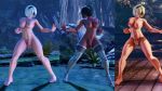 1futa 2b_(nier:automata) 3d animated black_hair blindfold blocking boots bouncing_breasts bouncing_penis breasts bulge covered_eyes dark_skin erection erection_under_clothes fighting_stance foreskin full-package_futanari futanari hairband high_heel_boots high_heels highres multiple_views nier:automata nier_(series) nipples nude outdoors panties penis penis_in_panties short_hair standing street_fighter street_fighter_v testicles thigh_boots thighhighs toes toned underwear variations video water waterfall white_hair white_panties