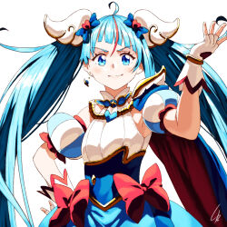 4b-enpitsu ahoge blue_eyes blue_hair cure_sky gloves hand_up hirogaru_sky!_precure long_hair looking_at_viewer precure straight-on twintails upper_body very_long_hair white_background white_gloves