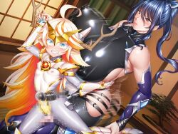 1boy 1girl anal anal_fluid androgynous animal_ears aqua_eyes blue_hair blush bodysuit boots bouncing_breasts breasts breasts_out censored clothed_sex covered_navel curvy deep_penetration dildo embarrassed female_pervert fingerless_gloves furry furry_male game_cg gauntlets girly_boy gloves grabbing_from_behind gradient_hair hair_ornament hairclip happy_sex high_ponytail huge_breasts impossible_clothes impossible_leotard indoors leotard lilith-soft lips long_hair looking_at_another male_penetrated moaning motion_lines multicolored_hair nipples obui orange_hair orgasm pervert ponytail red_eyes revealing_clothes sex sex_toy shiny_clothes shiny_skin size_difference skin_tight small_penis smile stomach_bulge sweat taimanin_(series) taimanin_rpgx takemikazuchi_(taimanin_series) tongue tongue_out torn_clothes torn_leotard trap uehara_rin very_long_hair white_leotard x-ray
