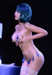 Rule 34 | absurdres, armpits, bikini, breasts, cosplay, dead or alive, dead or alive xtreme, dead or alive xtreme venus vacation, fortune bikini, grabbing own breast, highres, leaning forward, micro bikini, minichu, miyang, photo (medium), real life, swimsuit, tagme, tamaki (doa), tamaki (doa) (cosplay), thighhighs, white thighhighs