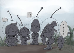 ... 2boys 2girls :o ? ?? asymmetrical_bangs backpack bag bald blue_sky buttons closed_eyes cloud collin_(pikmin) commentary_request day eyelashes flying_sweatdrops from_side furrowed_brow gauge gloves grass greyscale_with_colored_background hair_bun half-closed_eyes hand_on_own_arm hand_on_own_chin headband helmet ice ice_pikmin leaf long_bangs marking_on_cheek multiple_boys multiple_girls nintendo no_mouth novelty_glasses outdoors outstretched_hand parted_lips pikmin_(creature) pikmin_(series) pikmin_4 pointy_ears pointy_nose radio_antenna red_pikmin rescue_officer_(pikmin) round_eyewear russ_(pikmin) shepherd_(pikmin) shoes short_hair single_hair_bun sky space_helmet spacesuit speech_bubble sweat sweatdrop translation_request usuba_(hatomugip) whistle wide-eyed