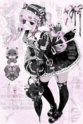 Rule 34 | 1girl, black dress, black shoes, cat girl, cat tail, commission, cross, cross necklace, dress, eyepatch, full body, gothic lolita, highres, holding, holding umbrella, jewelry, lolita fashion, necklace, open mouth, original, pakiruchang, pink hair, shoes, skeb commission, smile, solo, tail, twintails, umbrella