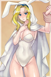 animal_ears captured fake_animal_ears fire_emblem fire_emblem:_the_sacred_stones grabbing_another&#039;s_arm hazuki_(nyorosuke) leotard natasha_(fire_emblem) nintendo rabbit_ears tagme