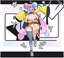 1girl absurdres alternate_costume areola_slip bikini breasts crr001 gold_bikini highres huge_breasts iono_(pokemon) nintendo pokemon pokemon_sv solo swimsuit