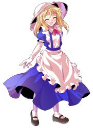 Rule 34 | 1girl, alphes (style), apron, arm at side, black shoes, blonde hair, blue dress, blush, collared dress, commentary request, dairi, dress, elbow gloves, frilled apron, frilled gloves, frills, full body, gloves, hair between eyes, hat, hat ribbon, kana anaberal, large variant set, legs apart, maid apron, mary janes, medium hair, parody, puffy short sleeves, puffy sleeves, red ribbon, ribbon, shoes, short sleeves, sidelocks, socks, solo, standing, style parody, tachi-e, touhou, touhou (pc-98), transparent background, variant set, white apron, white gloves, white hat, white socks