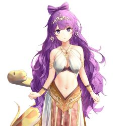 1girl breasts earrings gio_(maroon0924) jewelry large_breasts long_hair medusa_(uchihime) purple_eyes purple_hair snake uchi_no_hime-sama_ga_ichiban_kawaii