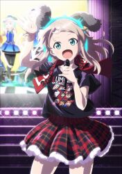 6+girls aila_paivikki_linnamaa alternate_costume animal_ears artist_request bird_ears bird_girl bird_tail black_skirt blonde_hair blue_eyes eleonore_giovanna_gassion highres holding idol indoors joanna_elizabeth_stafford looking_at_viewer luminous_witches lyudmila_andreyevna_ruslanova manaia_matawhaura_hato maria_magdalena_dietrich microphone multiple_girls official_alternate_costume official_art open_mouth scarf scenery shibuya_inori shirt short_hair skirt standing striped_clothes striped_skirt sylvie_cariello tail virginia_robertson world_witches_series