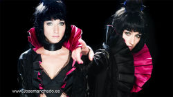 1girl black_hair cosplay deus_ex deus_ex:_human_revolution eliza_cassan eliza_cassan_(cosplay) highres laura_sanchez photo_(medium)