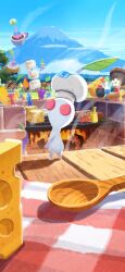 Rule 34 | amelicart, black eyes, black skin, blue eyes, blue pikmin, blue skin, blue sky, bottle, bud, burning, cheese, chef hat, cloud, colored skin, cooking, corn, creature, creature focus, cup, day, fire, flower, flying, food, game cg, grill, hat, highres, holding, holding stick, leaf, log, looking at viewer, looking back, lying, meat, mount fuji, mushroom hat, nintendo, no humans, no mouth, ocean, official art, on side, outdoors, oversized food, oversized object, pikmin (creature), pikmin (series), pikmin bloom, pink skin, pointy ears, pointy nose, purple hair, purple pikmin, purple skin, red eyes, red flower, red pikmin, red skin, roasted marshmallow, rock, rock pikmin, shadow, short hair, sky, sleeping, smoke, solid circle eyes, spoon, standing, stick, summer, teacup, tree, triangle mouth, very short hair, white hat, white pikmin, white skin, winged pikmin, wooden spoon, yellow pikmin, yellow skin
