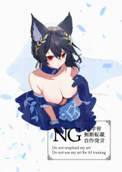 1girl animal_ears breasts cleavage collarbone erune gloves granblue_fantasy hair_between_eyes highres ilsa_(formal)_(granblue_fantasy) large_breasts medium_hair mochiko_tsuru red_eyes solo upper_body veil watermark
